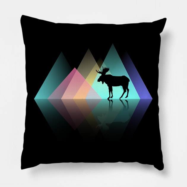 Moose - Moose Retro Pillow by Kudostees