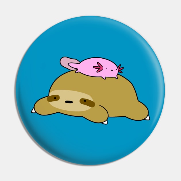 Axolotl and Sloth Pin by saradaboru