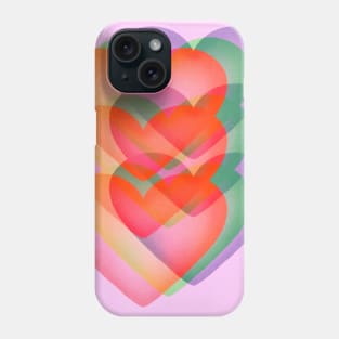 Rainbow Retro Hearts 70s Pink Cute Phone Case