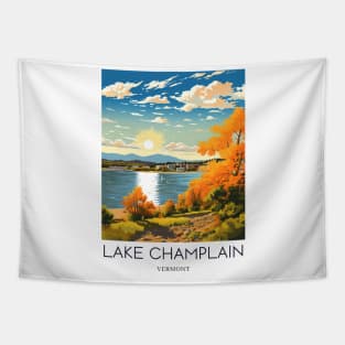 A Pop Art Travel Print of Lake Champlain - Vermont - US Tapestry