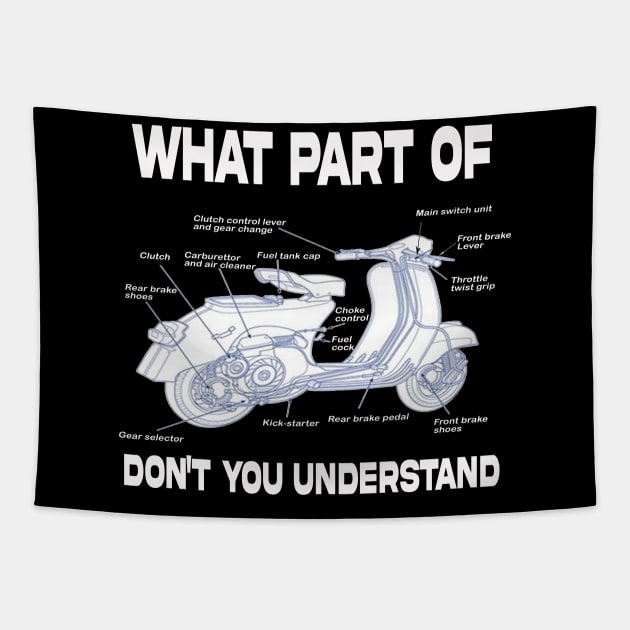 Scooter Parts Blueprint Design Tapestry by Omarzone