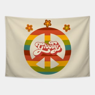 Groovy Peace Sign - Vintage Love Tapestry