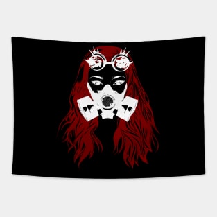 Steampunk gas mask woman Tapestry