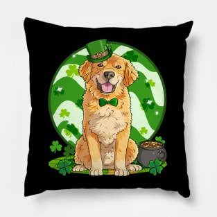 Golden Retriever Dog St Patricks Day Irish Leprechaun Pillow