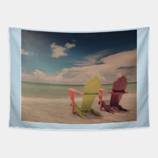 Adirondack chairs on the beach Tapestry