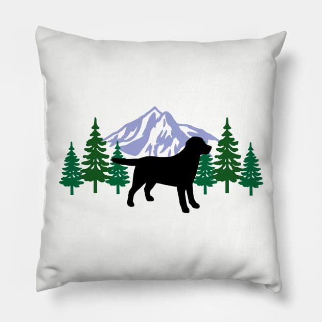 Black Labrador Evergreen Pillow by HappyLabradors