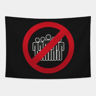 No crowd icon. Avoid crowded places. Coronavirus sticker Tapestry