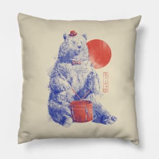 Drum Bear - Watercolor Pastel Music Wild Animal Aesthetic Gift Pillow