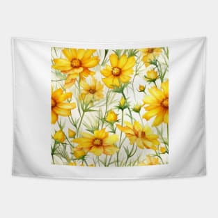 Watercolor Wildflower Coreopsis Pattern Tapestry