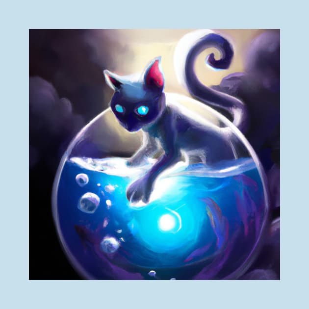 Magical Cat Harnesses the Glowing Power of a Mystical Fish Bowl by Star Scrunch