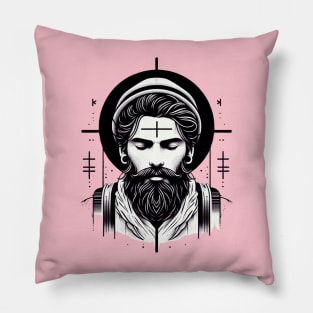 Spiritual Black Work Minimalist Man Pillow