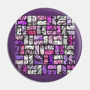 Purple Pink and White Stained Glass Effect Roses Pin