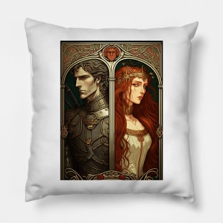 Lancelot and Guinevere - Art Nouveau Pillow