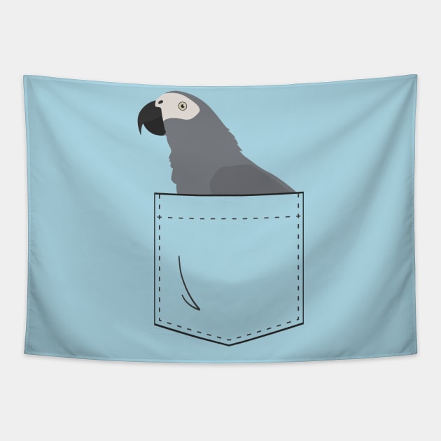 African Grey Parrot In Your Front Pocket Tapestry by Einstein Parrot