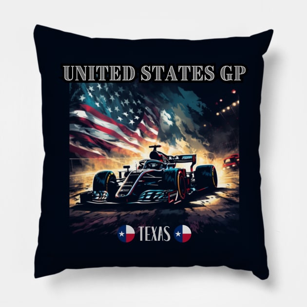 Circuit of the Americas, Austin GP, Texas, formula 1, usa grand prix Pillow by Pattyld