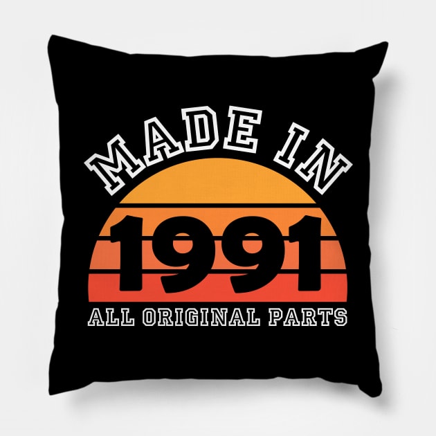 Made 1991 Original Parts 30th Birthday Pillow by jodotodesign