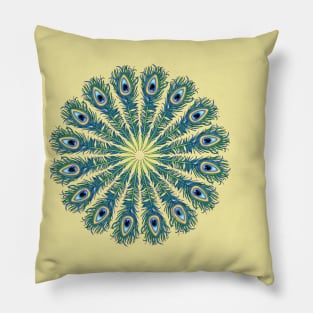 Peacock Feather Mandala Pillow