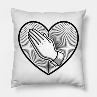 Heart and hands in prayer Pillow