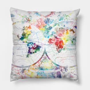 world map vintage Pillow