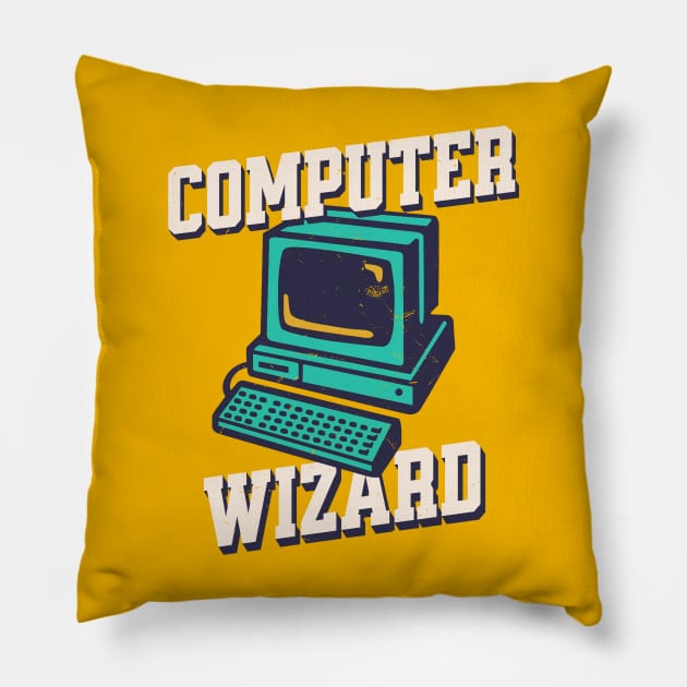 Computer Wizard - Vintage Pillow by Issho Ni