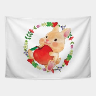 Apple Bunny White Tapestry