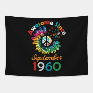 Funny Birthday Quote, Awesome Since September 1960, Retro Birthday Tapestry