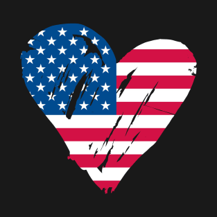 Heart Shape USA American Flag Patriot T-Shirt