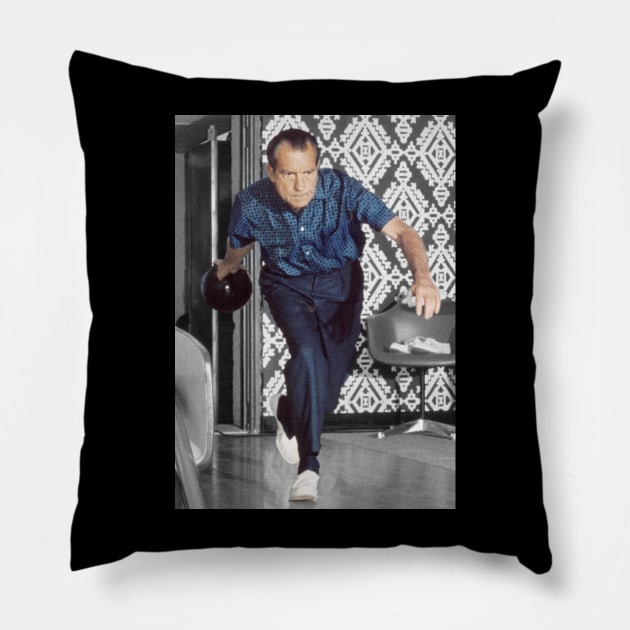 President Richard Nixon bowling at the White House Pillow by Soriagk