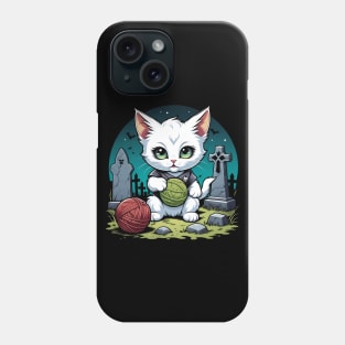 Creepy Kitten at Graveyard Phone Case