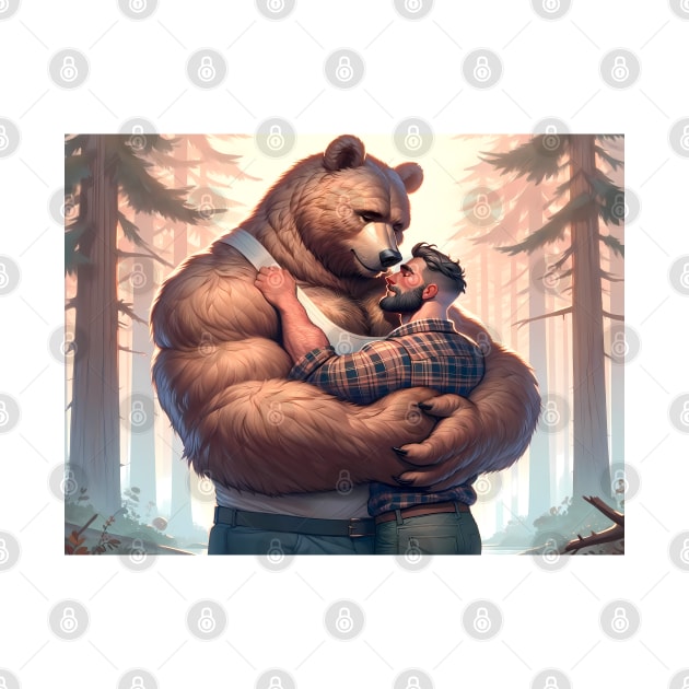 Gay Lumberjack and Anthro Furry Bear Lovers Art by Blue Bull Bazaar