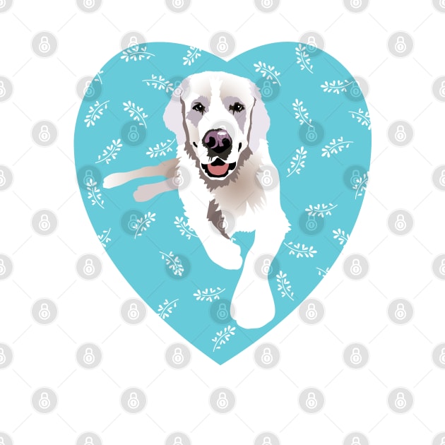 English Cream Golden Retriever Dog Love Heart by HotPinkStudio.Me