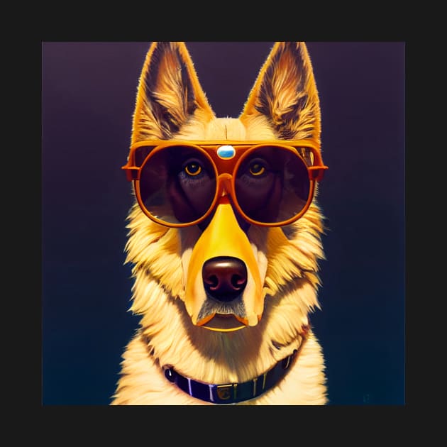 German Shepher wearing aviator glasses by Studiowatermars