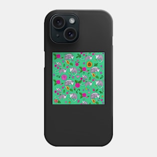 Trash Royalty Possum Floral Print in Spring Green Forbidden Cats Floral Phone Case