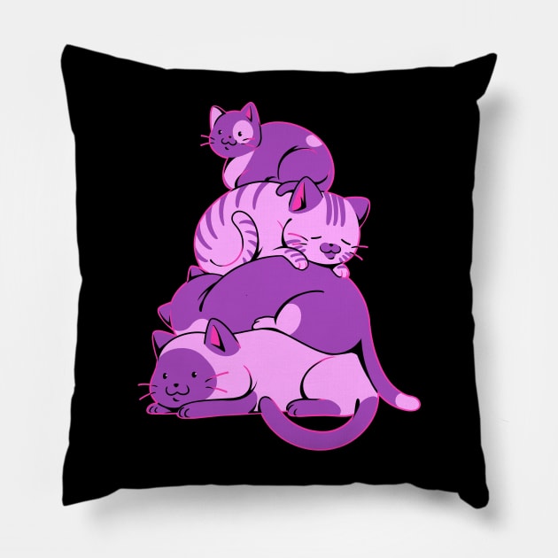 Kawaii Cat Pile by Tobe Fonseca Pillow by Tobe_Fonseca