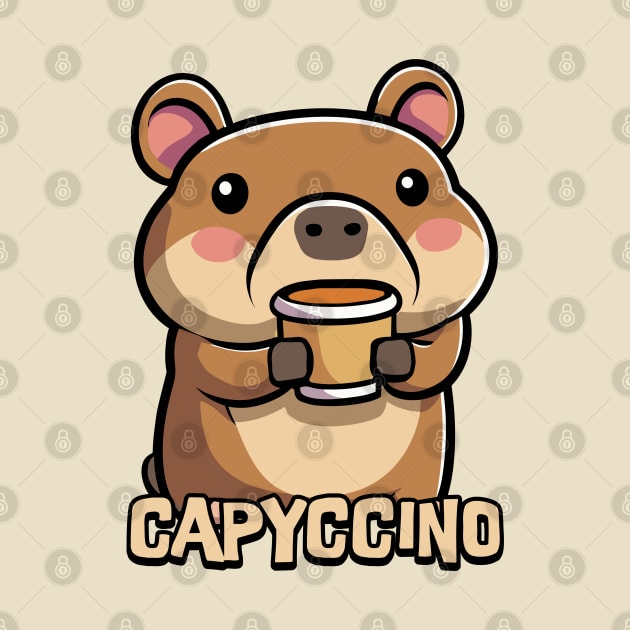 Capyccino! Cute Capybara Coffee Cartoon by Cute And Punny