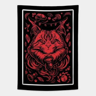 Forest Cat - White Outlined Version Tapestry