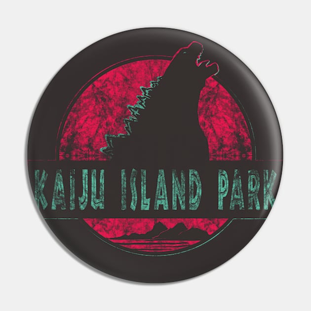 Kaiju Island Park (distressed) Pin by Doc Multiverse Designs