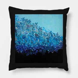 Flowers On Blue Gradient Pillow