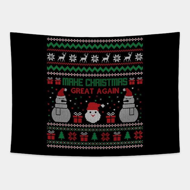 Make Christmas Great Again Ugly sweater Tapestry by MZeeDesigns