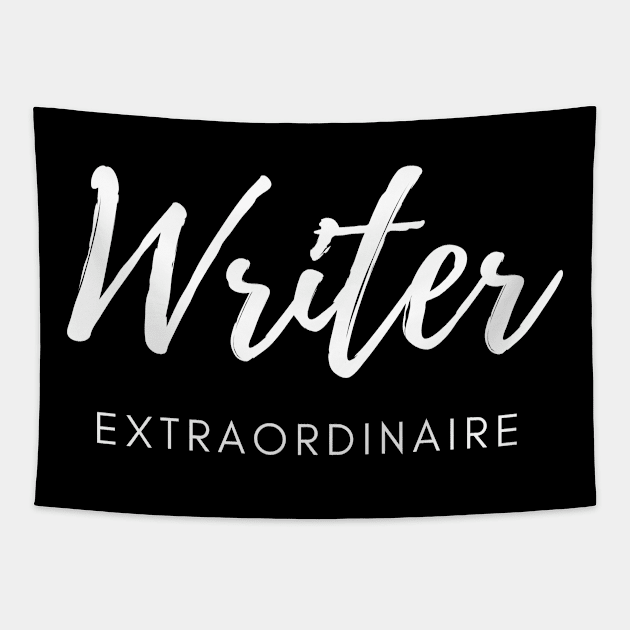 Writer Extraordinaire White Tapestry by CasualTeesOfFashion