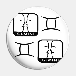 Gemini Birth Sign - Black Pin