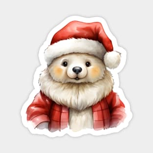 Polar Bear Santa Xmas, Watercolor, Teddy Christmas - 02 Magnet