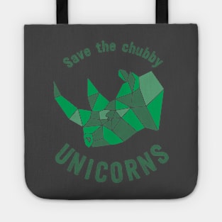 Save the Chubby Unicorn (Green) by Moody Chameleon Tote