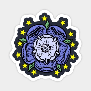 Blue Rose with stars. Magnet