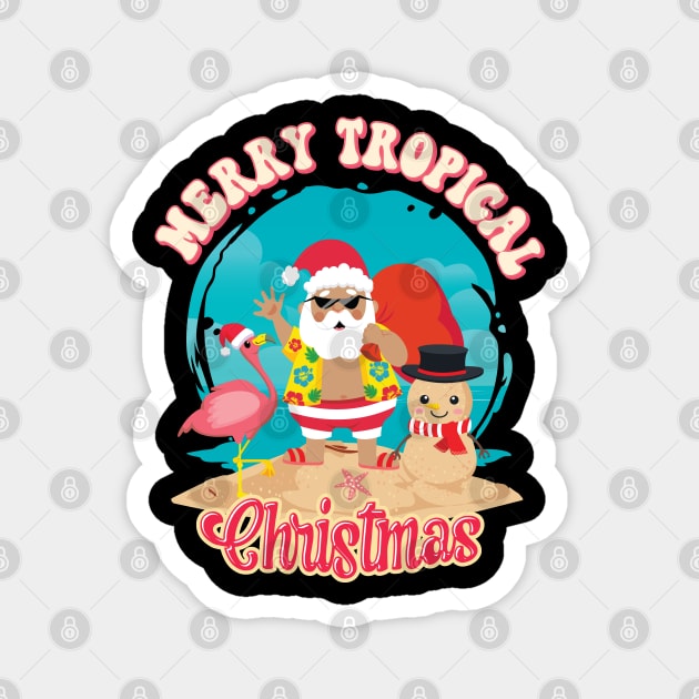 Merry Tropical Christmas - Hawaii Beach Tropical Xmas Magnet by Graphic Duster