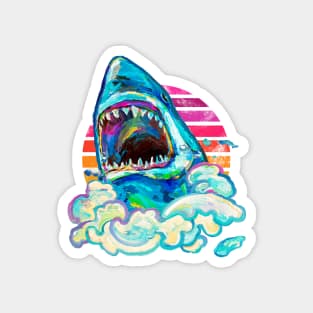 Retro Great White Shark by Robert Phelps Magnet