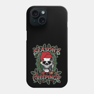 Seasons Creepings Funny Goth Christmas Skull Santa Phone Case