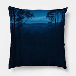 Blue Dusk Forest View #6 Pillow