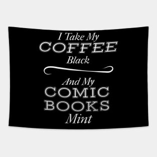 Coffee Black and Comic Books Mint Tapestry