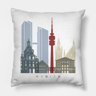 Munich skyline poster Pillow